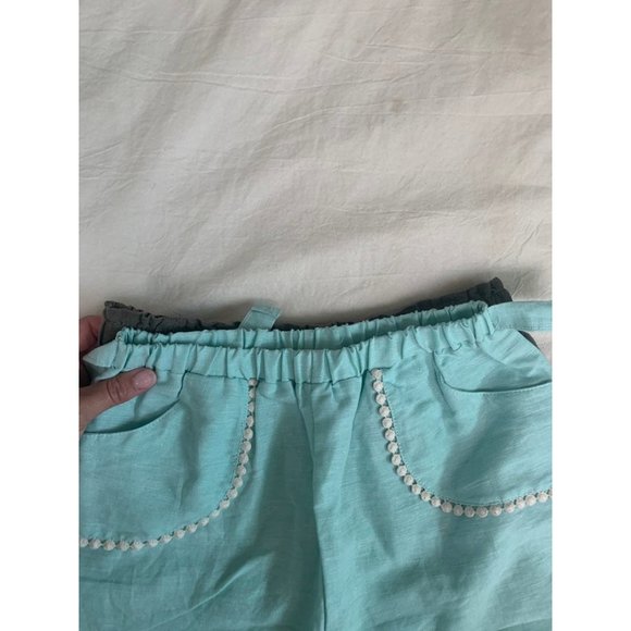 Adorable VTG retro style teal high waisted ruffle shorts white - Picture 3 of 5
